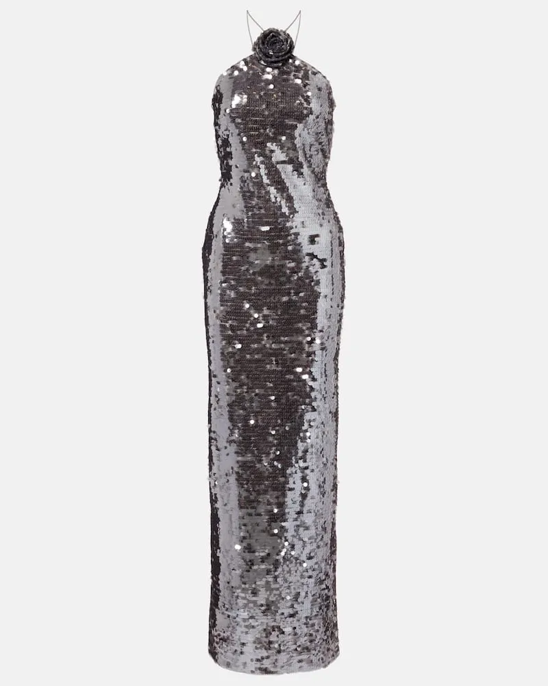 Magda Butrym Robe mit Pailletten Silber