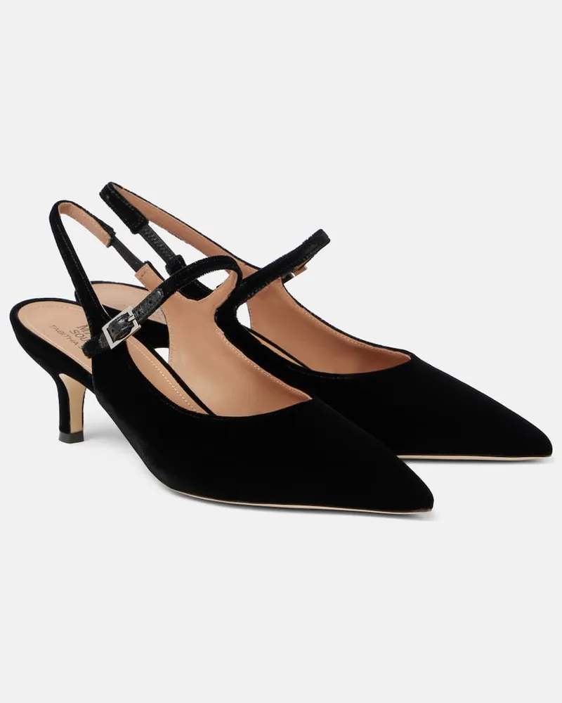 Malone Souliers Slingback-Pumps Karla 45 aus Samt Schwarz