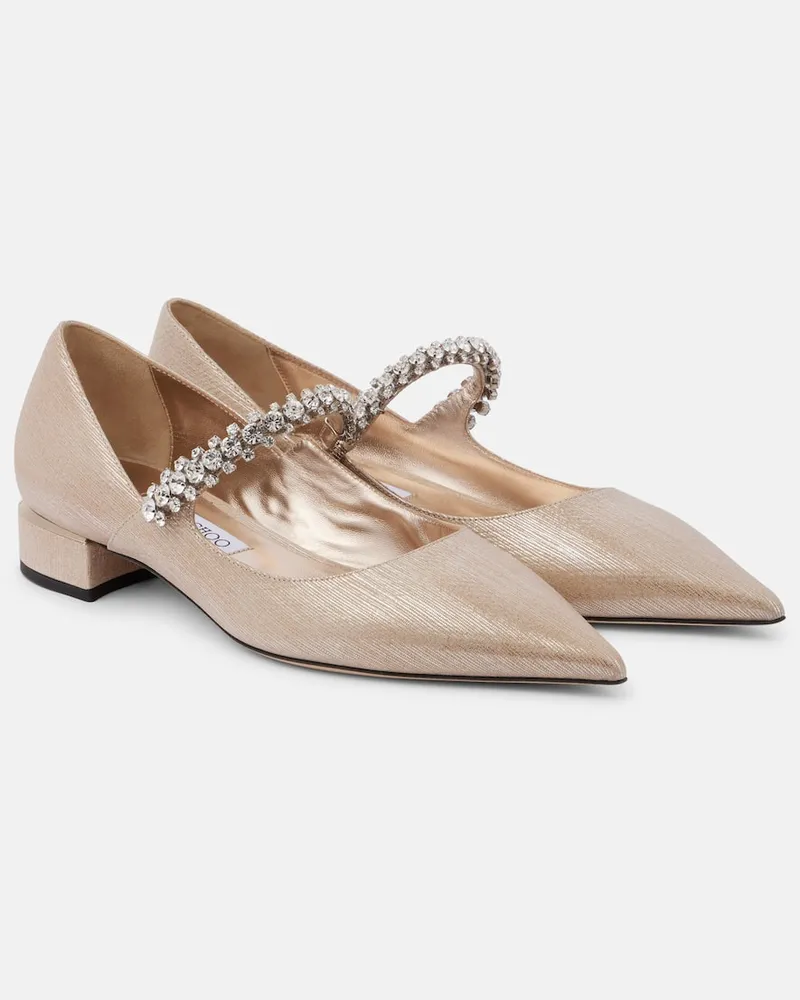Jimmy Choo Verzierte Mary-Jane-Ballerinas Bing 25 aus Leder Gold