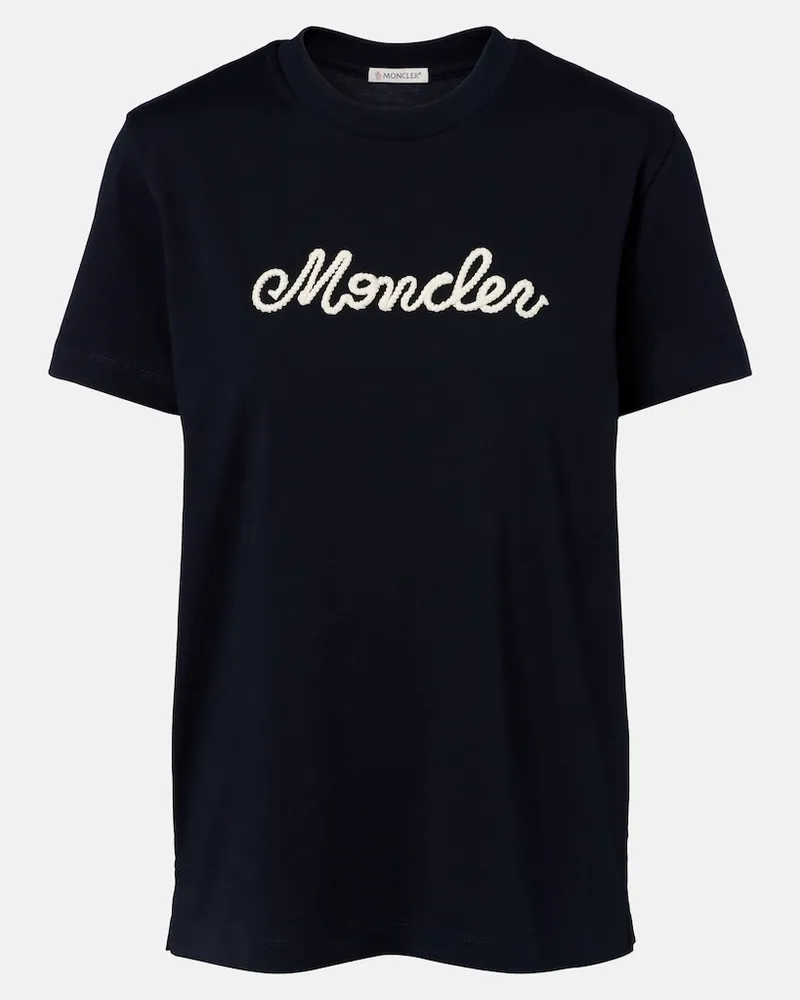 Moncler T-Shirt aus Baumwoll-Jersey Blau