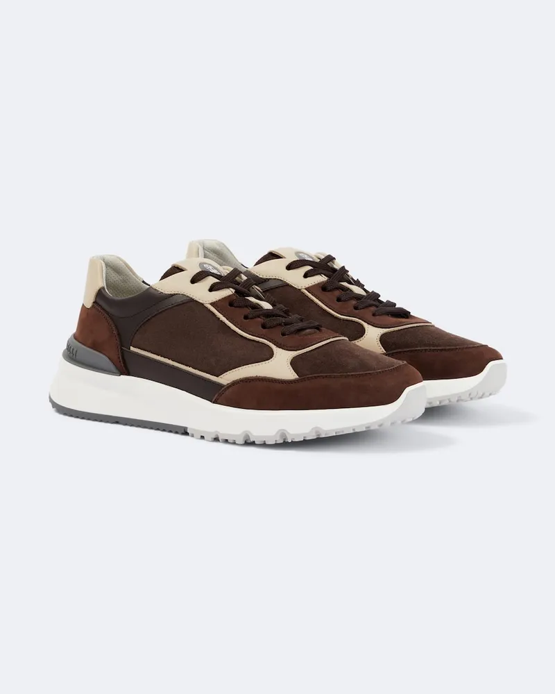 Brunello Cucinelli Sneakers aus Veloursleder mit Leder Grau