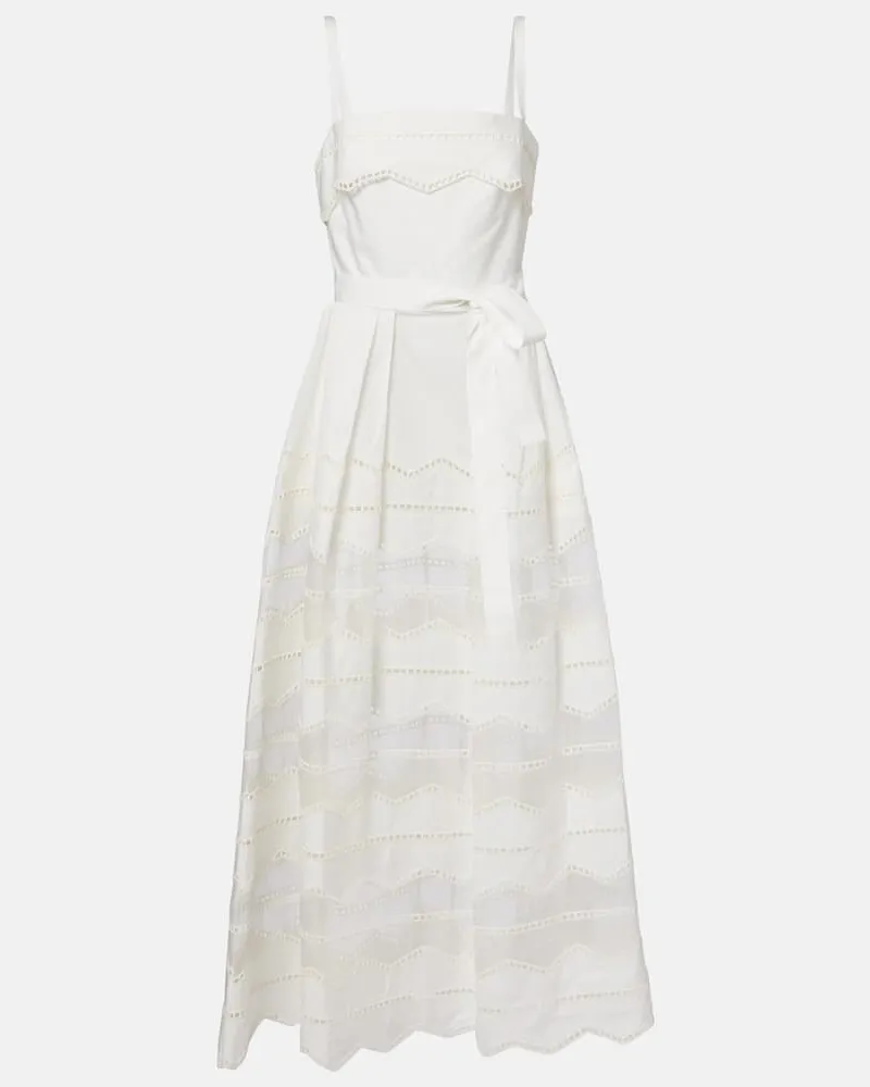 Elie Saab Maxikleid aus Baumwolle mit Organza Weiß