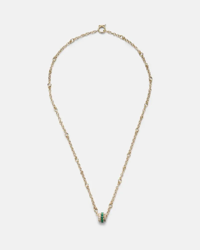 Spinelli Kilcollin Halskette Gravity aus 18kt Gelbgold mit Diamanten und Smaragden Gold