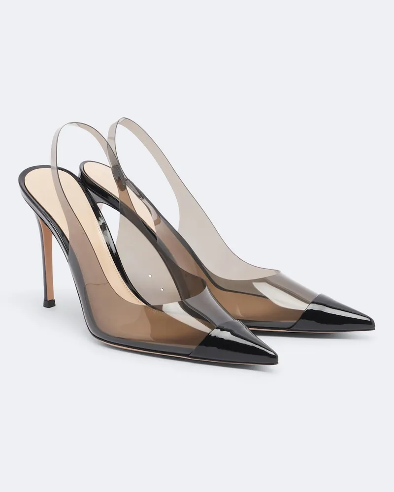 Gianvito Rossi Slingback-Pumps aus PVC mit Lackleder Schwarz