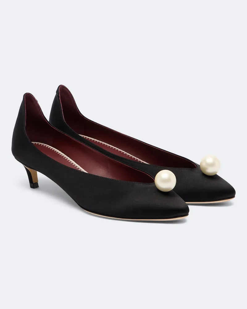 Magda Butrym Verzierte Pumps aus Satin Schwarz
