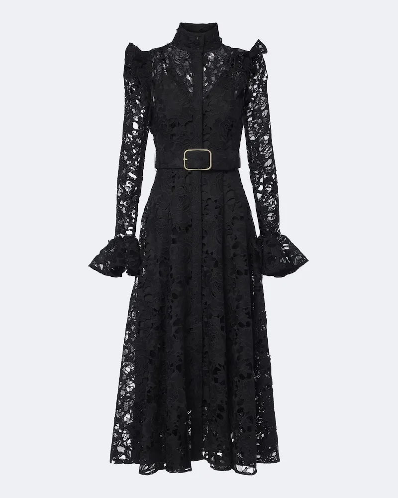 LEO LIN Midikleid Aliyah aus Spitze Schwarz