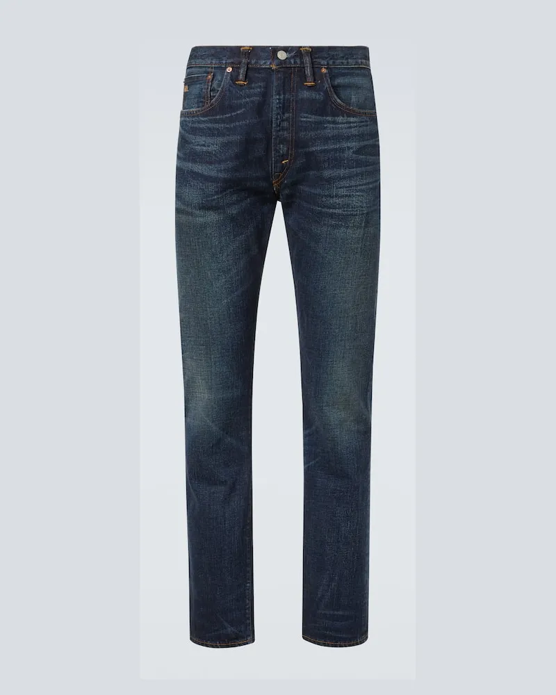 RRL Mid-Rise Slim Jeans Blau
