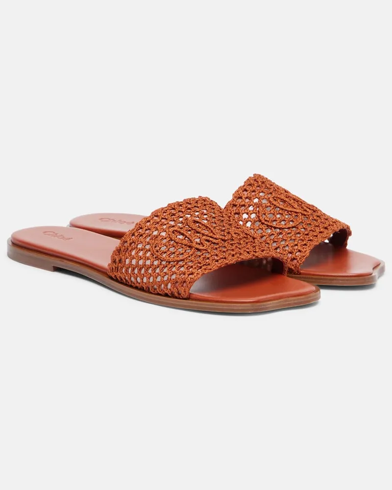 Chloé Chloé Bestickte Pantoletten Chloé Soleil Braun
