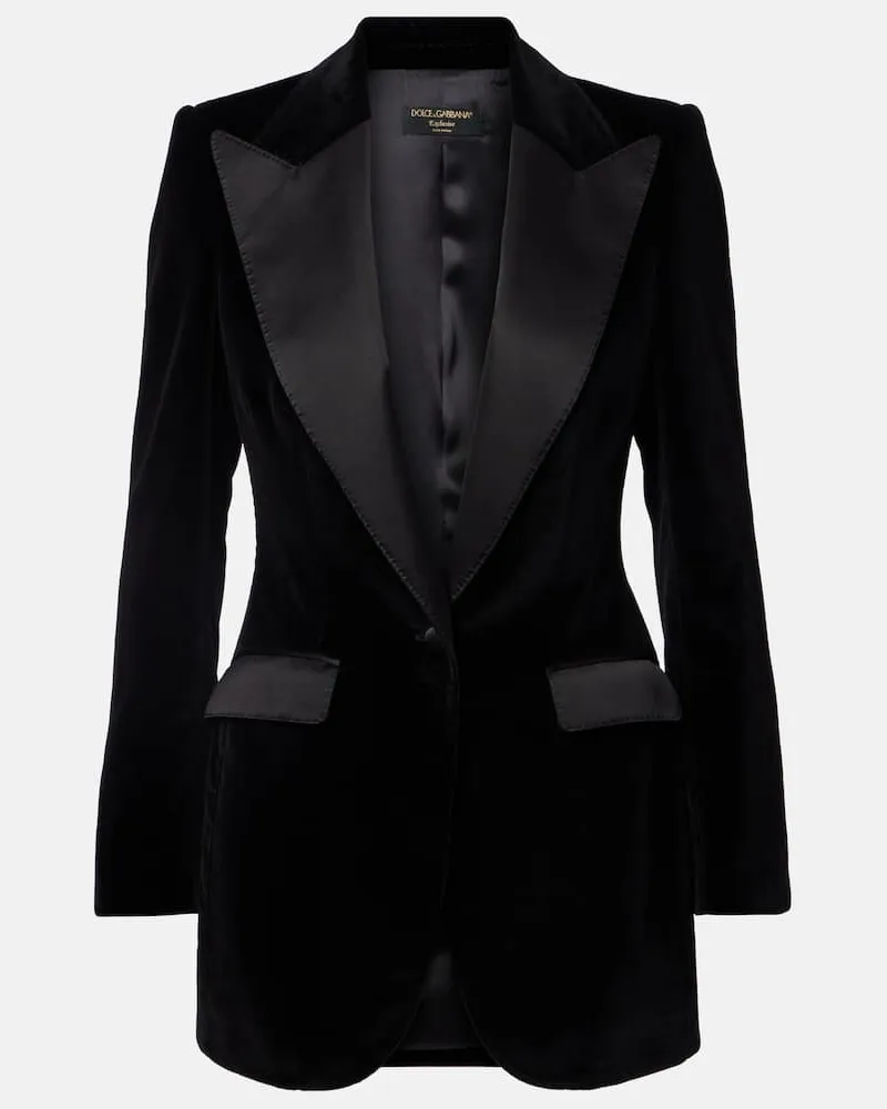Dolce & Gabbana Smokingjacke aus Samt Schwarz