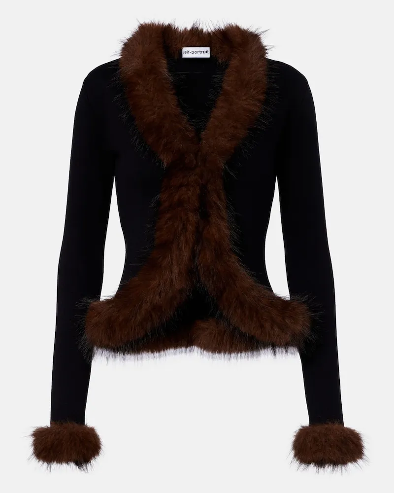 Self-Portrait Cardigan aus Strick Schwarz