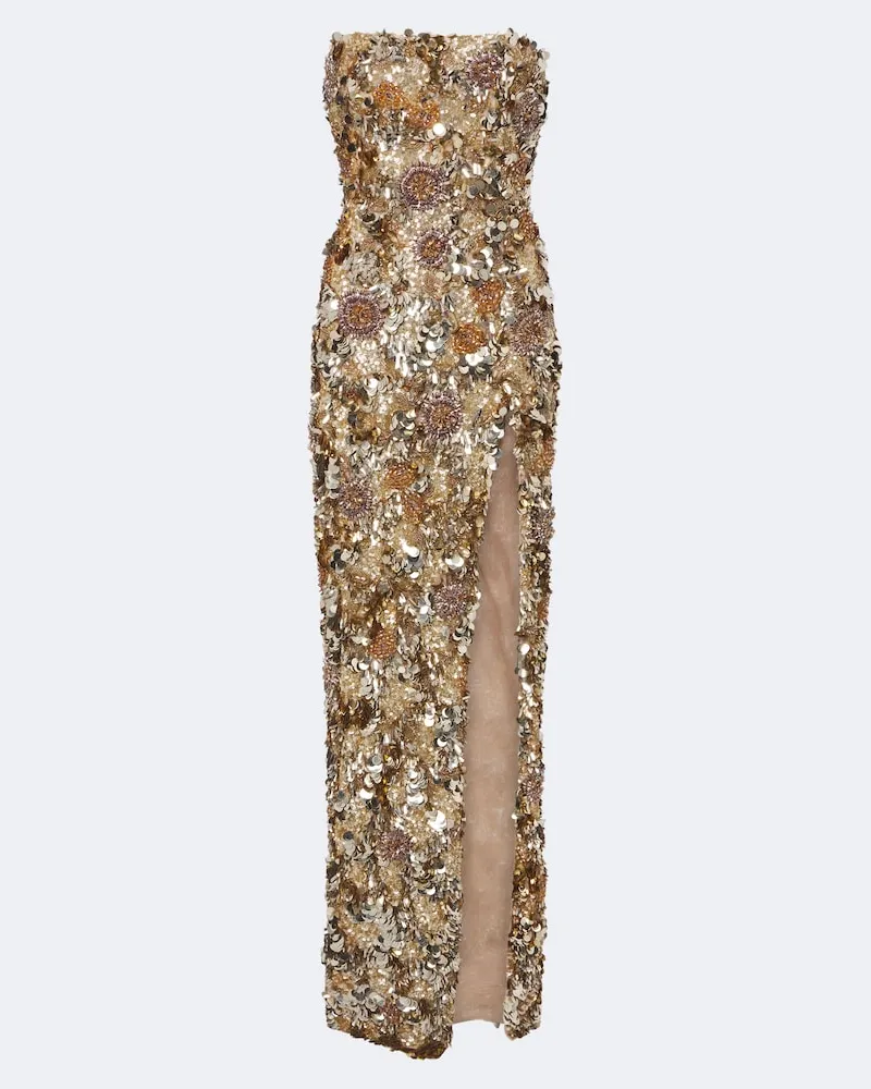 Rachel Gilbert Verzierte Robe Pepito Gold
