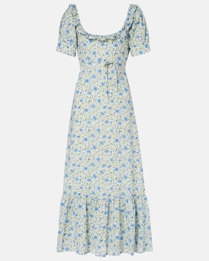 RIXO Midikleid Sorana aus Baumwolle Blau