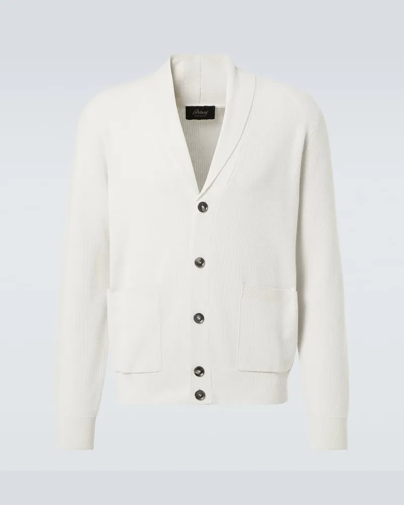 Brioni Cardigan aus Kaschmir und Wolle Weiß