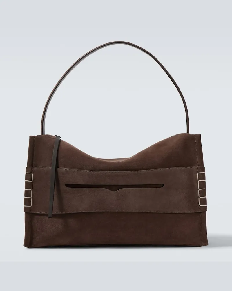 J.W.Anderson Schultertasche Loafer Large aus Veloursleder Braun