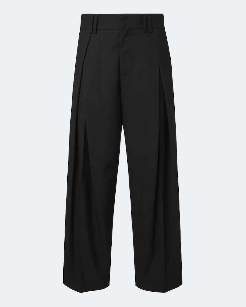 Dolce & Gabbana Weite Hose aus Wolle Schwarz