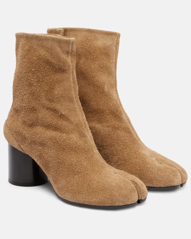 Maison Margiela Ankle Boots Tabi 60 aus Veloursleder Beige