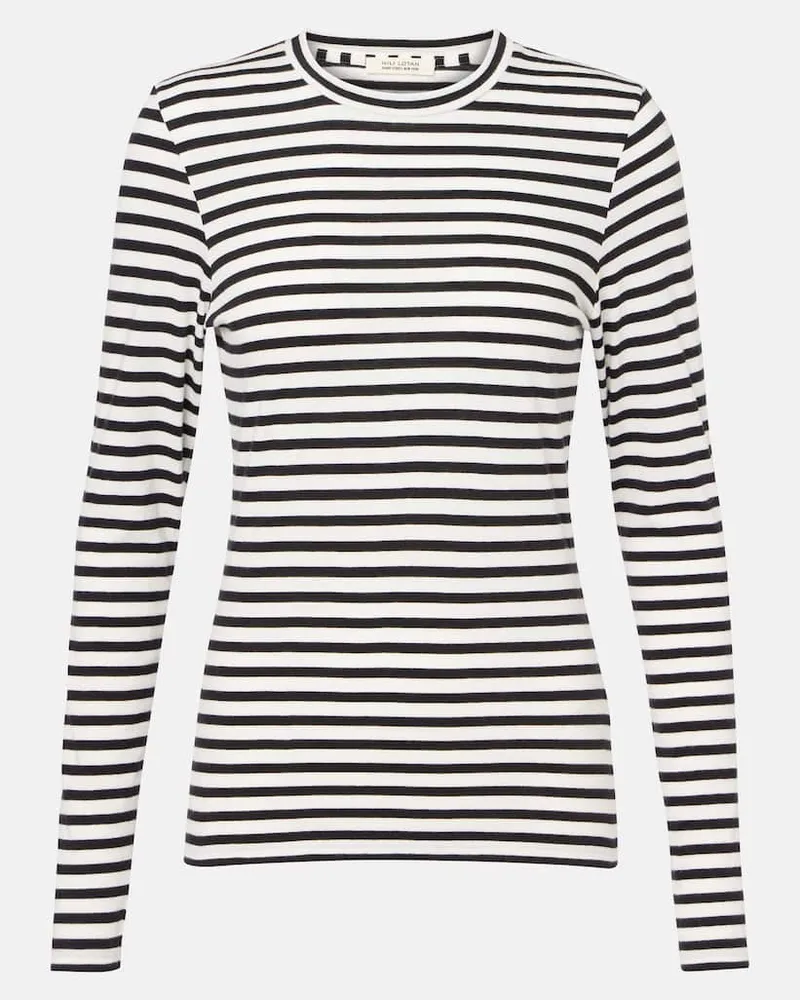 Nili Lotan Longsleeve Susana aus Baumwoll-Jersey Schwarz