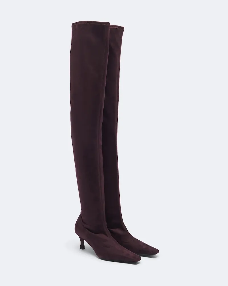 Proenza Schouler Overknee-Stiefel aus Veloursleder Burgunderrot
