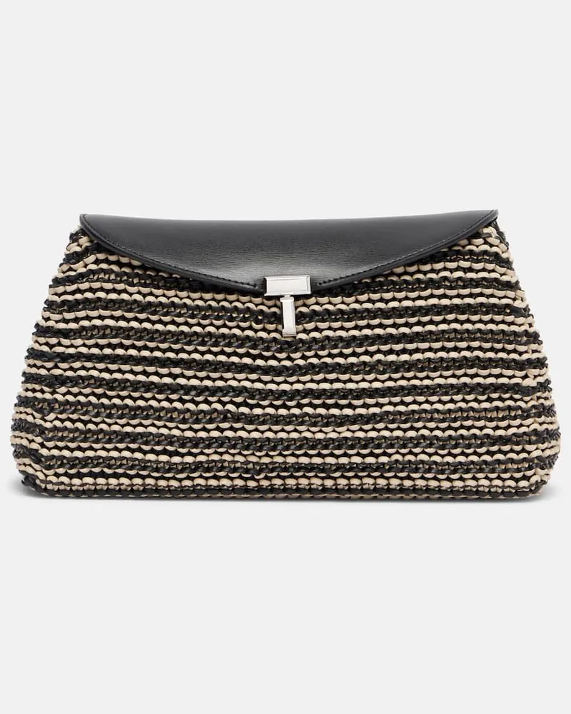 Totême Clutch T-Lock Small aus Leder Schwarz