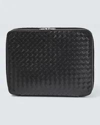 Bottega Veneta Reise-Etui Intrecciato aus Leder Schwarz