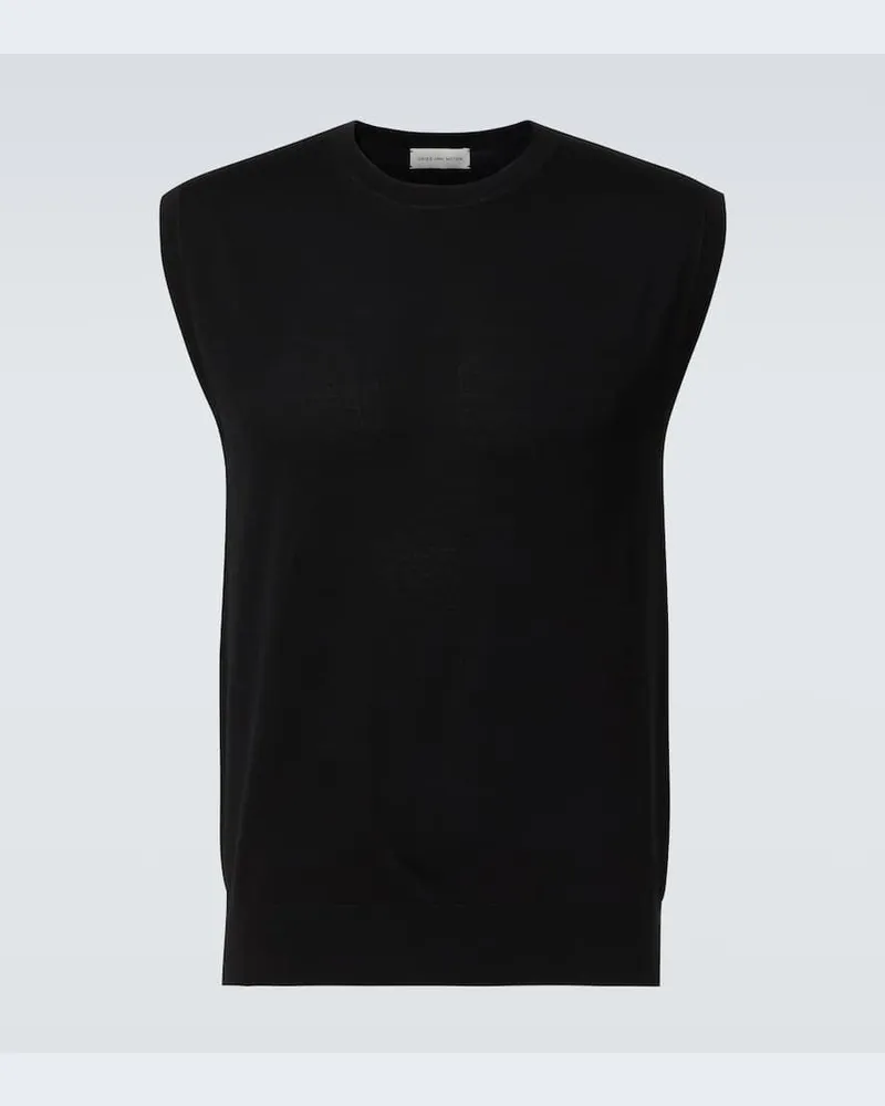 Dries van Noten Pullunder aus Baumwolle Schwarz