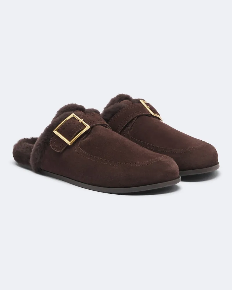 Jimmy Choo Mules Biker aus Veloursleder Braun