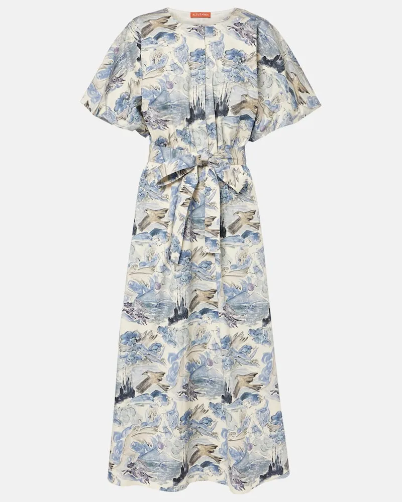 Altuzarra Midikleid Paulina aus Popeline Blau