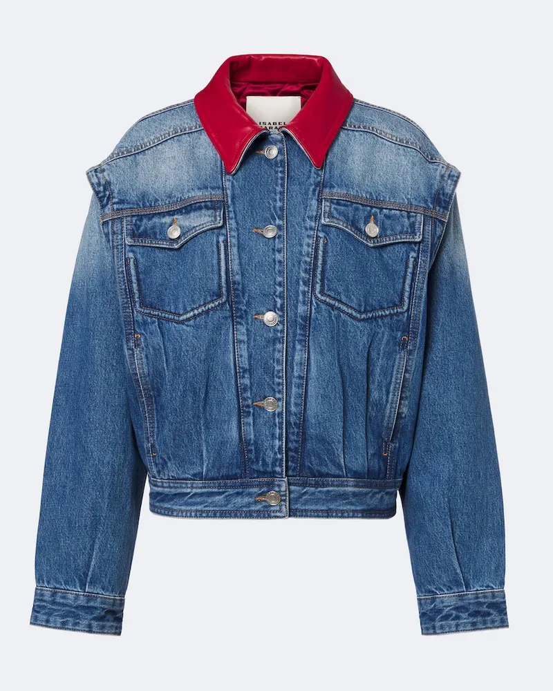 Isabel Marant Jeansjacke Devyn mit Leder Blau