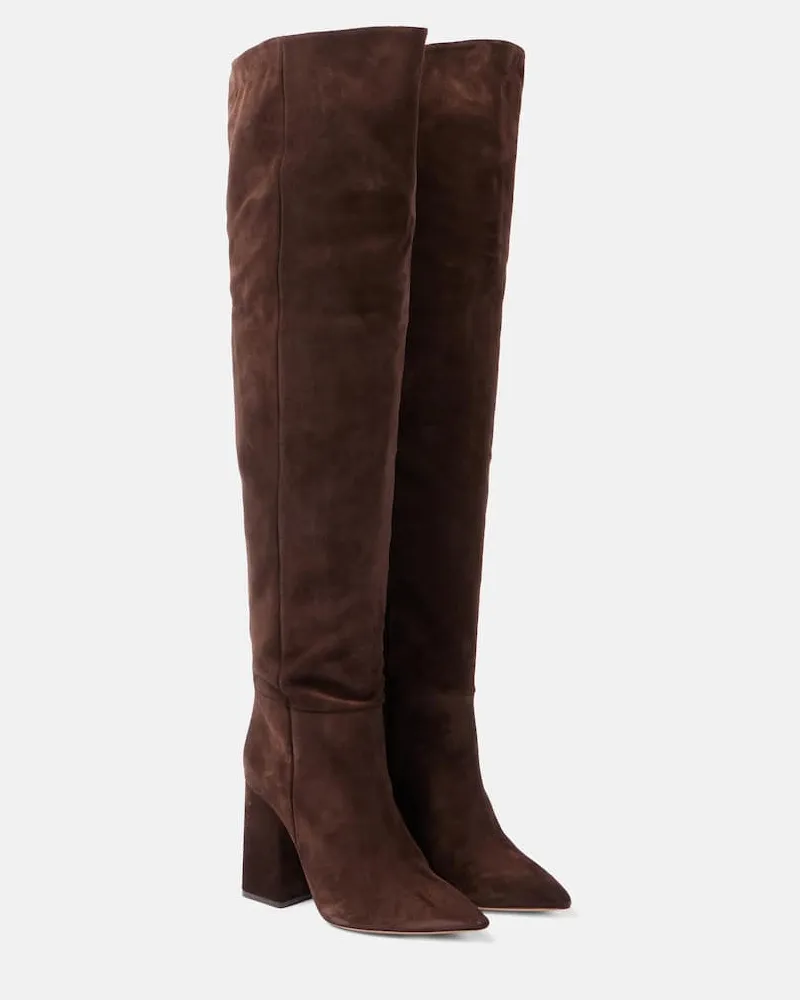 Paris Texas Overknee-Stiefel Anja aus Veloursleder Braun