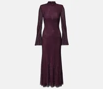 Maxikleid aus Mesh mit Kristallen