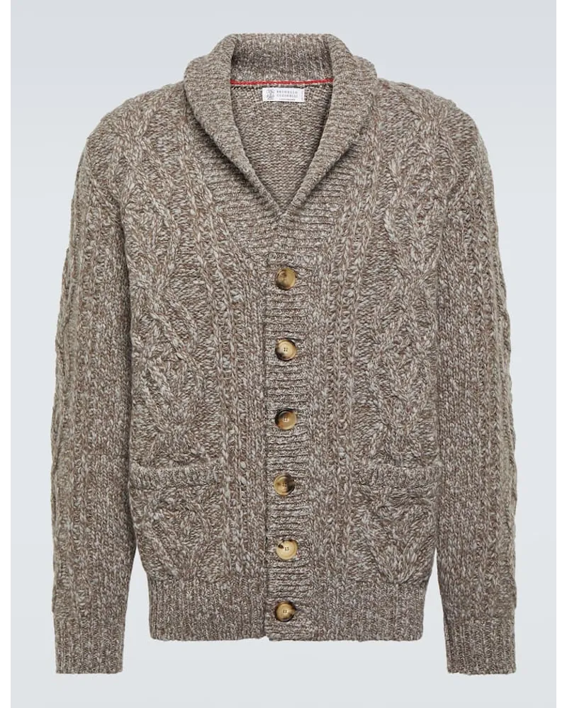 Brunello Cucinelli Cardigan aus Wolle und Kaschmir Braun