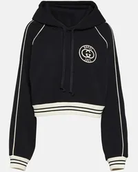 Gucci Cropped-Hoodie aus Baumwoll-Jersey Schwarz