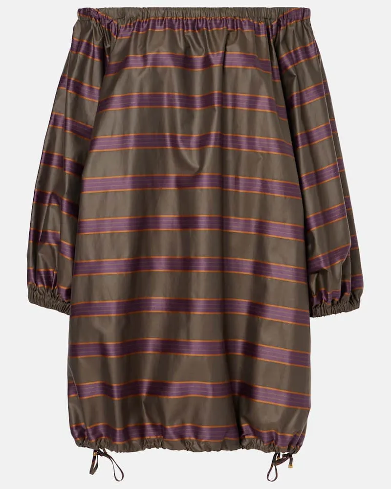 Max Mara Off-Shoulder-Minikleid Alcamo aus Canvas Multicolor