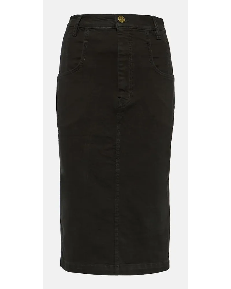 Frame Denim Jeansrock The High Waisted Seamed Schwarz
