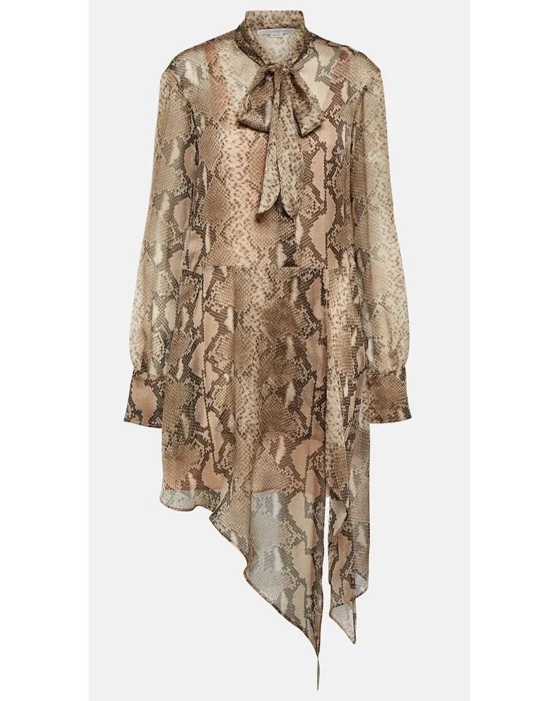 Stella McCartney Minikleid aus Seidenchiffon Braun