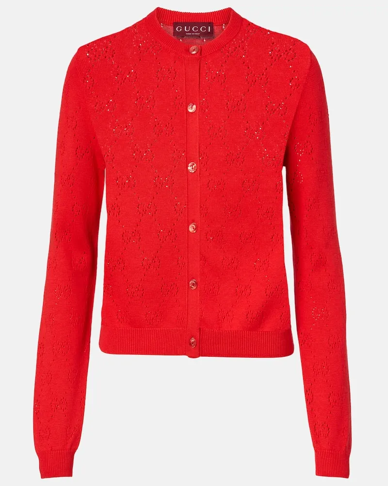 Gucci Cardigan GG aus Seide und Baumwolle Rot