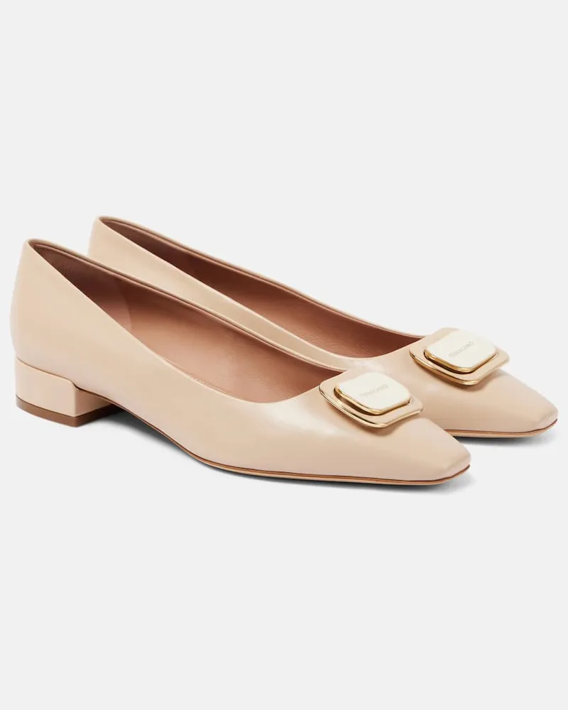 Ferragamo Ballerinas Venera 20 aus Leder Beige
