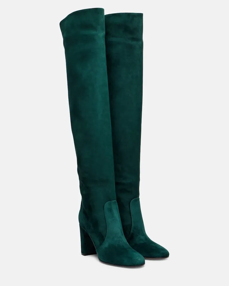 Gianvito Rossi Overknee-Stiefel aus Veloursleder Grün