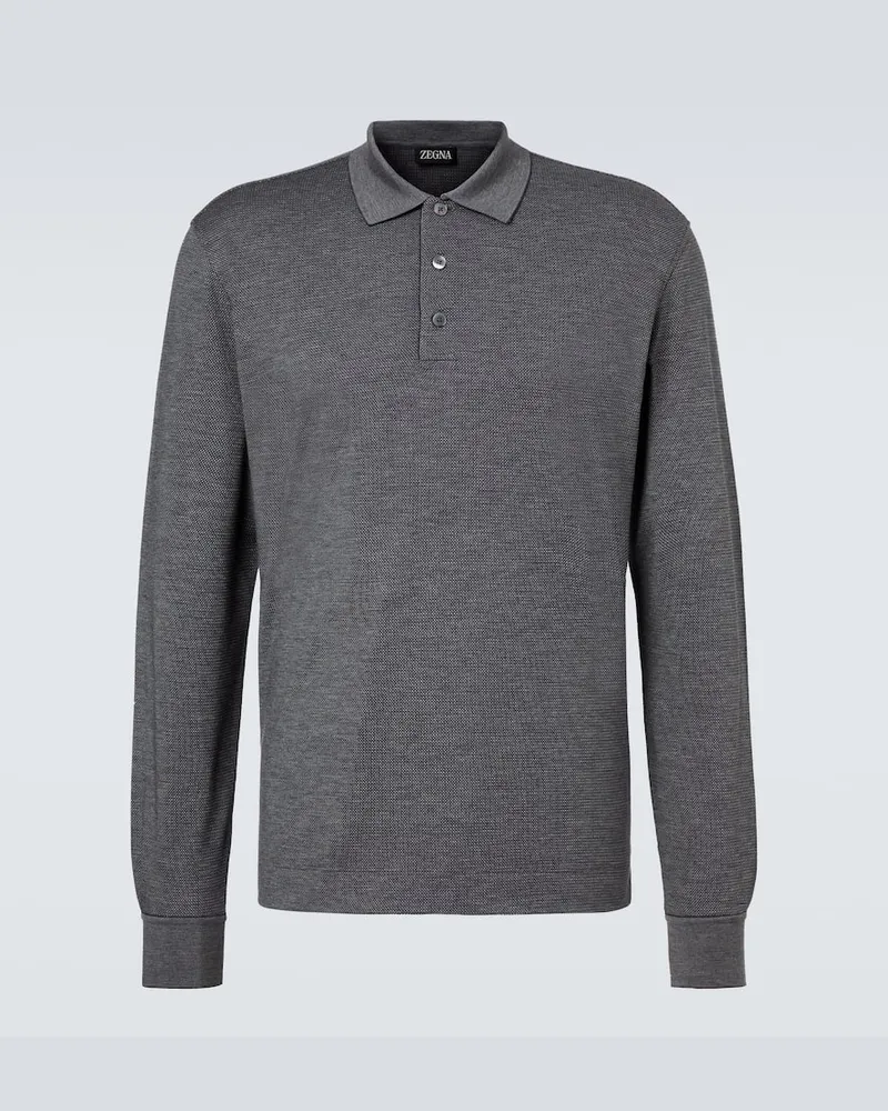 Ermenegildo Zegna Polohemd aus Baumwolle und Seide Grau