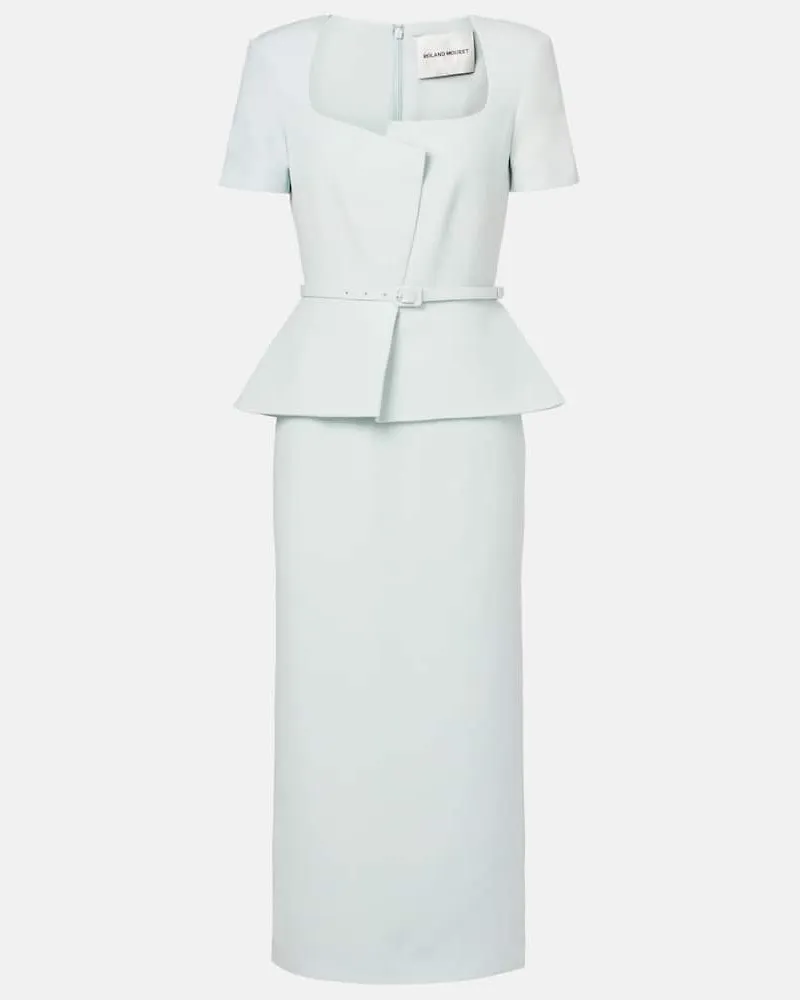 Roland Mouret Midikleid aus Wolle und Seide Blau