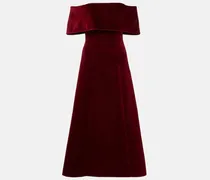 Off-Shoulder-Midikleid Carita aus Baumwollsamt