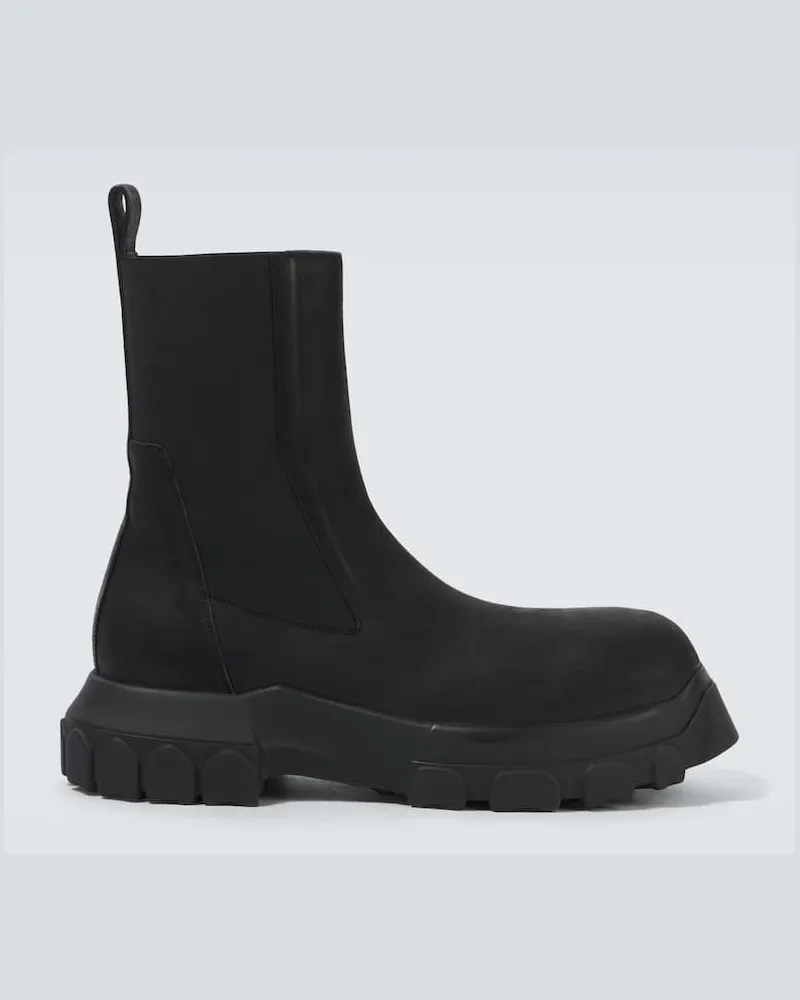 Rick Owens Chelsea Boots Beatle Tractor aus Veloursleder Schwarz
