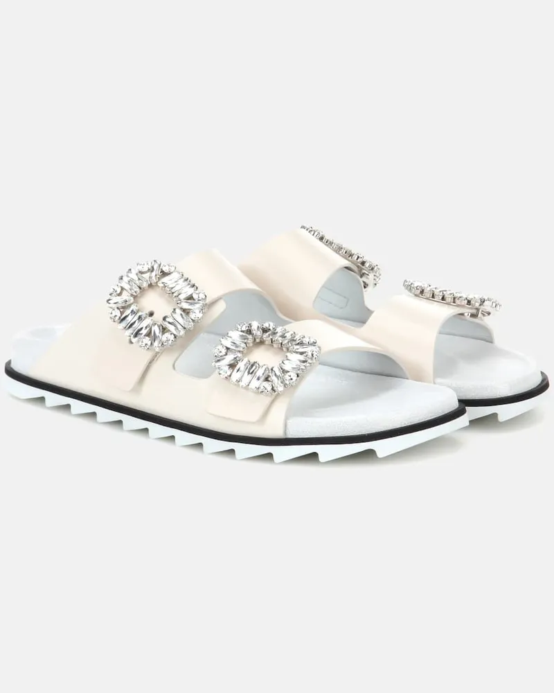 Roger Vivier Sandalen Slidy Viv'  aus Leder Weiß