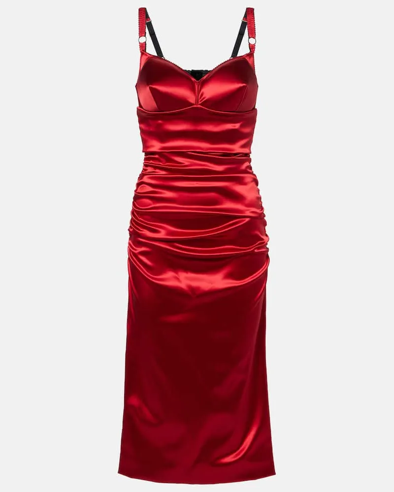 Dolce & Gabbana Midikleid aus Satin Burgund
