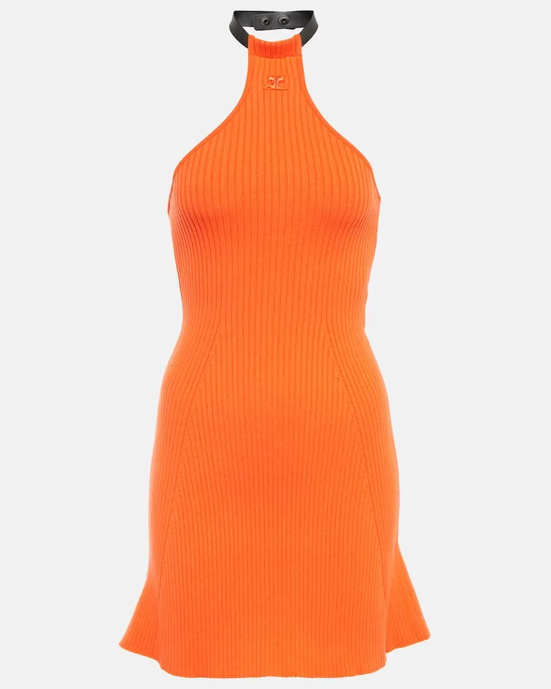 Courrèges Courrèges Minikleid aus Rippstrick Orange