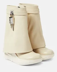 Givenchy Stiefel Shark Lock Biker aus Leder Beige