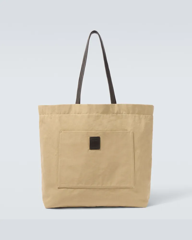 The Row Tote Bag Tori aus Canvas mit Leder Beige