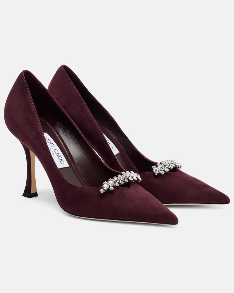 Jimmy Choo Pumps Belinda 90 aus Veloursleder Burgunderrot