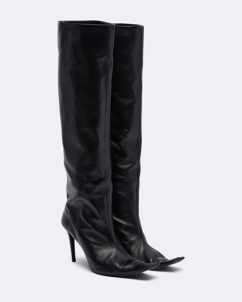 KHAITE Kniehohe Stiefel Marlene aus Leder Schwarz