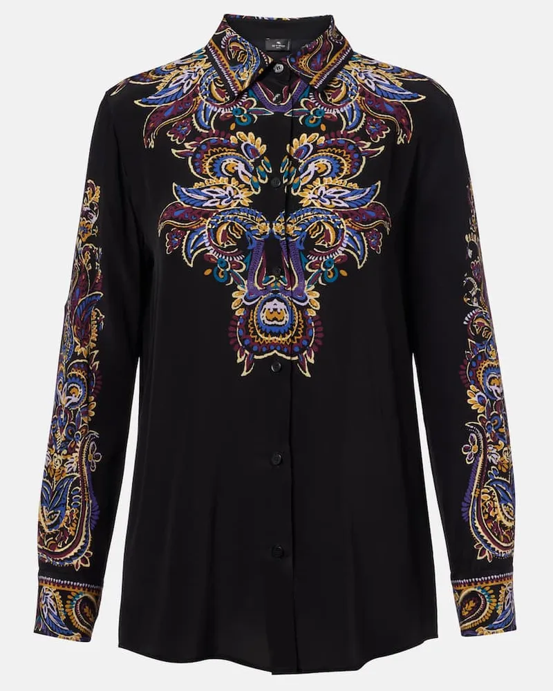 Etro Hemd aus Seidensatin Schwarz